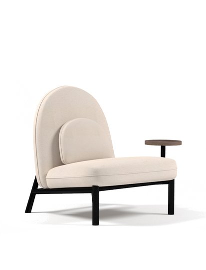Кресло интерьерное со столиком Soft Lounge 80x82x75 см, Белый, Fabric Lab Belfast 1