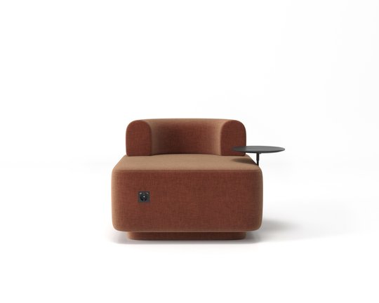 Модульное мягкое кресло Plump со столиком 80x80x65 см, Терракотовый, Estetica Martin 8, рогожка