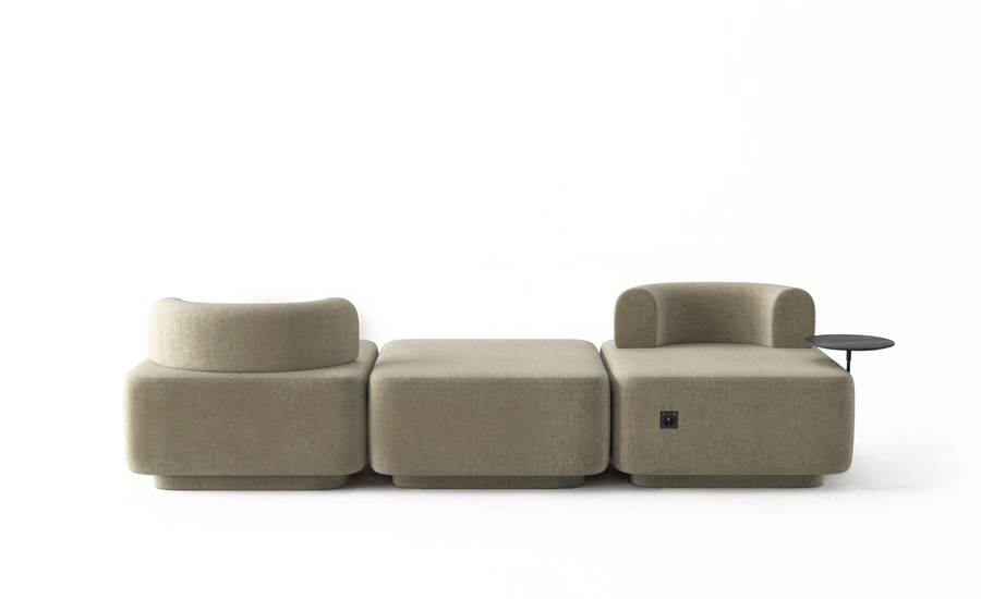 Модульный диван Plump в гостиную 160х80х65 см, Бежевый, Estetica Martin 4, рогожка